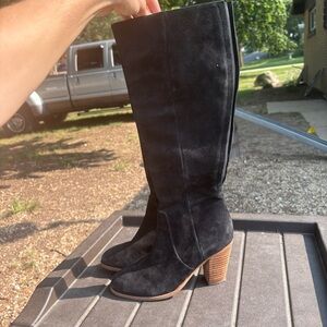 Boden Black Suede Heeled Boots